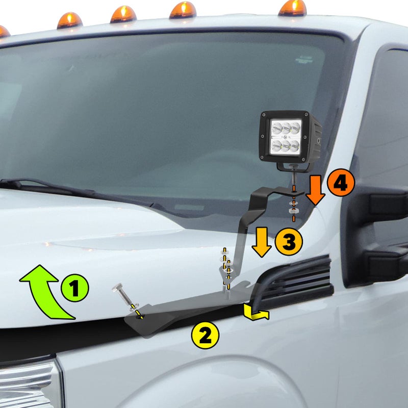 Wsays حامل مصباح LED لبراغي العمود A متوافق مع فورد F250 F350 سوبر ديوتي 2011-2016 - Image 4